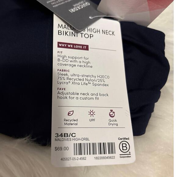 Athleta NWT Navy Blue Maldives High Neck Bikini Top Size 34B/C - Picture 8 of 8